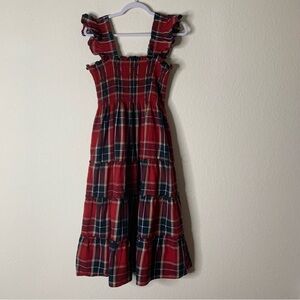Hill house Womens the Ellie nap dress in red green tartan midi dress M